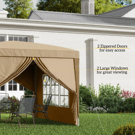 3x3 Metre Pop Up Gazebo with Removable Walls - Khaki