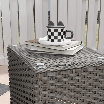 3 Piece Super Padded Rattan Patio Set with Armchairs & Coffee Table - Light Grey
