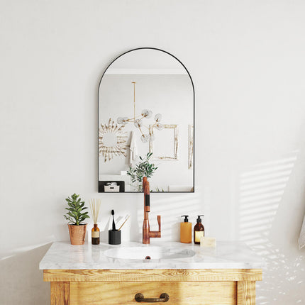 Arched Home Mirror 60 x 90cm with Powder Coated Frame - Black