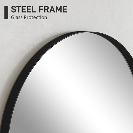 Arched Home Mirror 60 x 90cm with Powder Coated Frame - Black