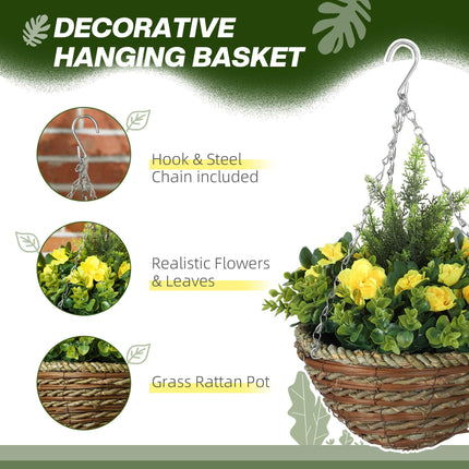 Set of Two Hanging Lisianthus Flower Pots - Yellow/Green