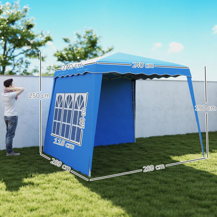 2.4m Pop Up Gazebo with Removable Sides UV50+ Protection - Blue