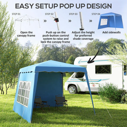 2.4m Pop Up Gazebo with Removable Sides UV50+ Protection - Blue