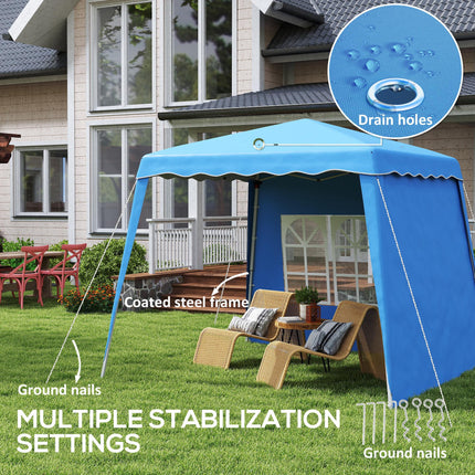 2.4m Pop Up Gazebo with Removable Sides UV50+ Protection - Blue