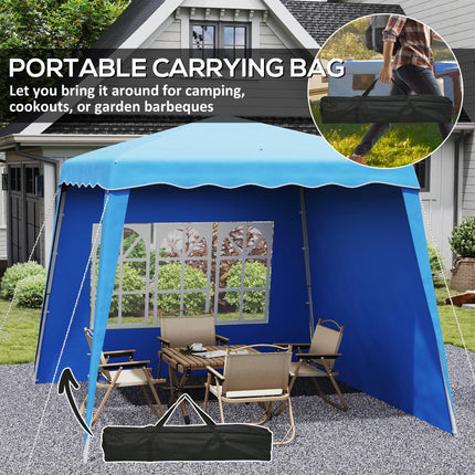 2.4m Pop Up Gazebo with Removable Sides UV50+ Protection - Blue