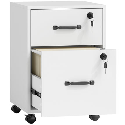 Rolling File Cabinet with 2 Drawers, Mobile Filing Cabinet with Hanging File Fol