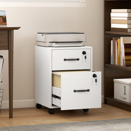 Rolling File Cabinet with 2 Drawers, Mobile Filing Cabinet with Hanging File Fol