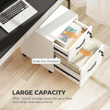 Rolling File Cabinet with 2 Drawers, Mobile Filing Cabinet with Hanging File Fol