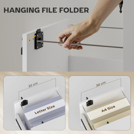 Rolling File Cabinet with 2 Drawers, Mobile Filing Cabinet with Hanging File Fol