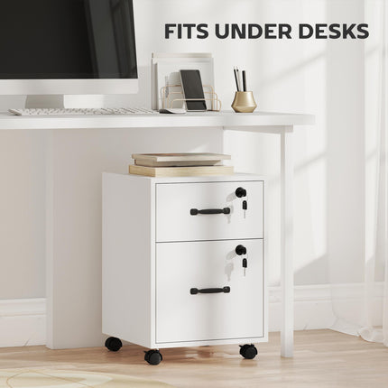Rolling File Cabinet with 2 Drawers, Mobile Filing Cabinet with Hanging File Fol