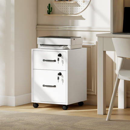 Rolling File Cabinet with 2 Drawers, Mobile Filing Cabinet with Hanging File Fol