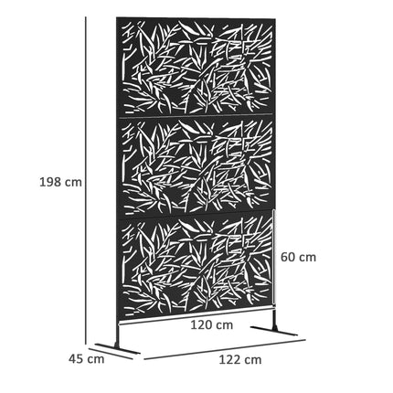 6.5FT Bamboo-Style Metal Garden Privacy Screen with Stand - Black