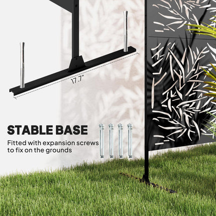 6.5FT Bamboo-Style Metal Garden Privacy Screen with Stand - Black
