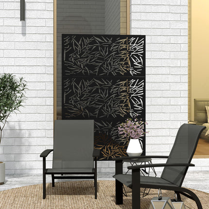 6.5FT Bamboo-Style Metal Garden Privacy Screen with Stand - Black
