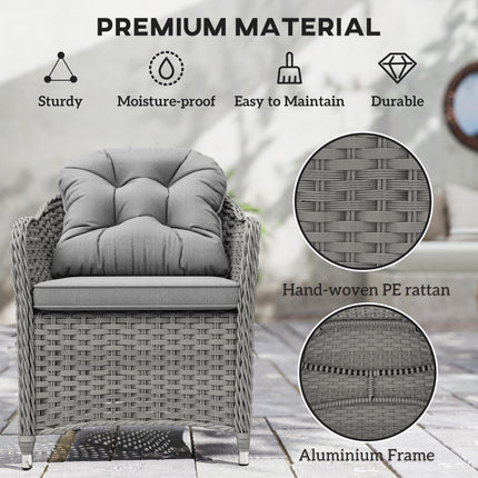 Seven-Piece Rattan Dining Set - Light Grey