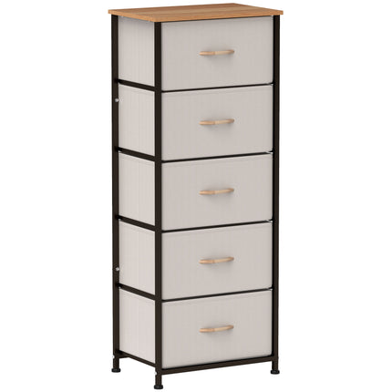 Fabric Chest of Drawers, Industrial Bedroom Dresser with 5 Fabric Drawers, Steel