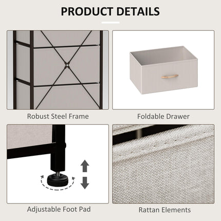 Fabric Chest of Drawers, Industrial Bedroom Dresser with 5 Fabric Drawers, Steel