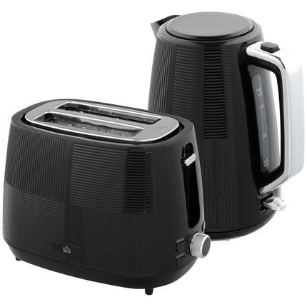 1.7L 3000W Fast Boil Kettle & 2-Slice Toaster Set with 7 Browning Levels, Defrost & Reheat - Black