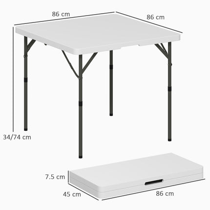 Heavy Duty 3ft Folding Camping Table with Adjustable Height - White