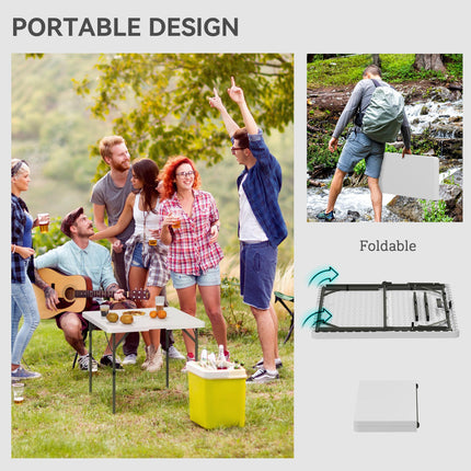 Heavy Duty 3ft Folding Camping Table with Adjustable Height - White
