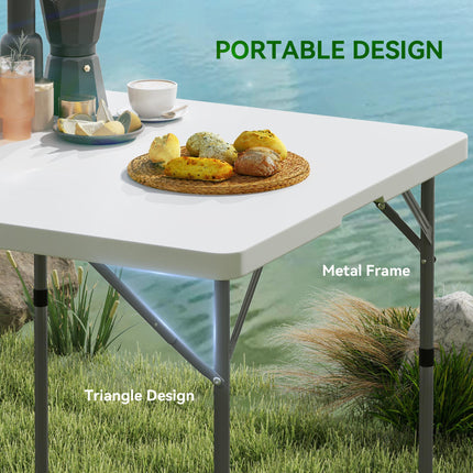 Heavy Duty 3ft Folding Camping Table with Adjustable Height - White