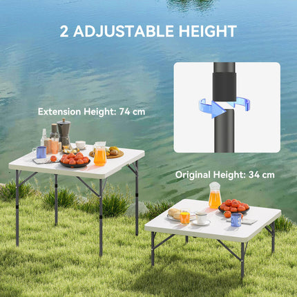 Heavy Duty 3ft Folding Camping Table with Adjustable Height - White