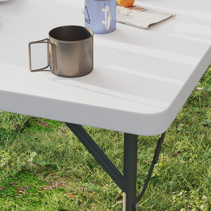 Heavy Duty 3ft Folding Camping Table with Adjustable Height - White