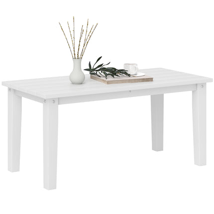 Rectangular HDPE Outdoor Garden Coffee Table 91x44x42 cm with Slatted Top - White