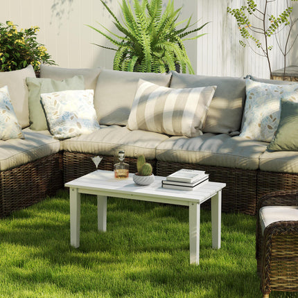 Rectangular HDPE Outdoor Garden Coffee Table 91x44x42 cm with Slatted Top - White