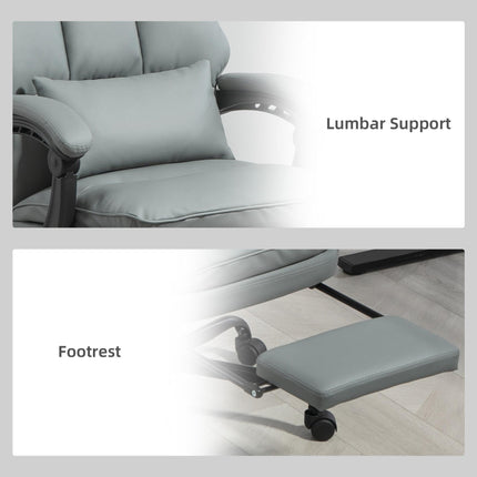 Grey Faux Leather Reclining Office Chair with Footrest
