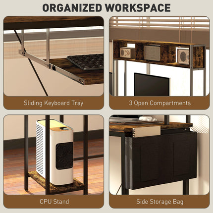 160cm Reversible L Shaped Desk with Power Outlet, Industrial Corner Desk with Power Outlet Industrial Corner Desk With Ke