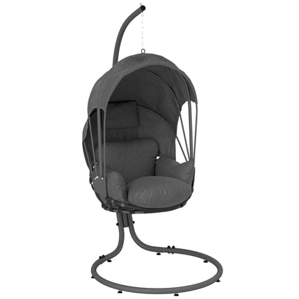 Hanging Egg Chair Swing Hammock Chair with Stand, Cushion and Retractable Canopy