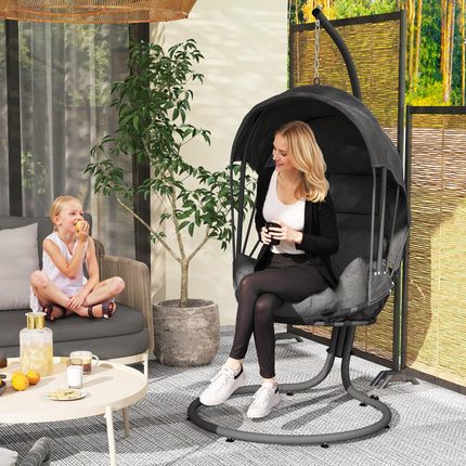 Hanging Egg Chair Swing Hammock Chair with Stand, Cushion and Retractable Canopy