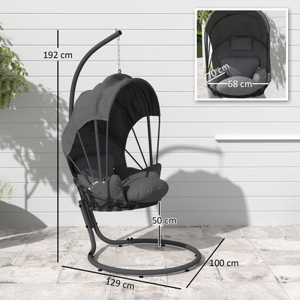 Hanging Egg Chair Swing Hammock Chair with Stand, Cushion and Retractable Canopy