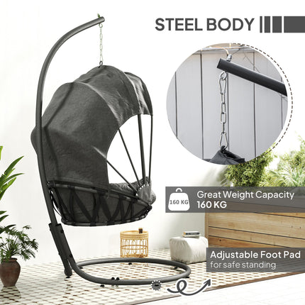 Hanging Egg Chair Swing Hammock Chair with Stand, Cushion and Retractable Canopy