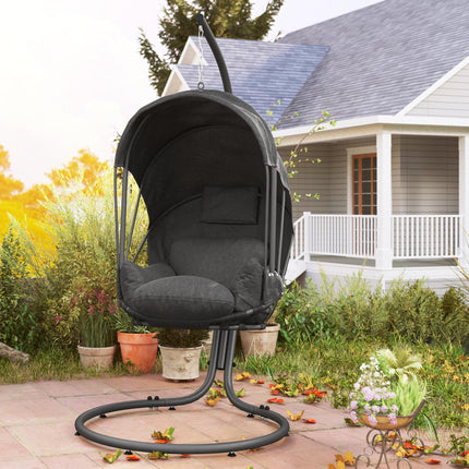 Hanging Egg Chair Swing Hammock Chair with Stand, Cushion and Retractable Canopy