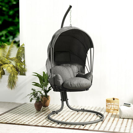 Hanging Egg Chair Swing Hammock Chair with Stand, Cushion and Retractable Canopy
