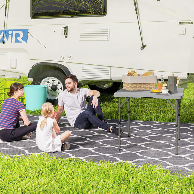 Heavy Duty 3ft Folding Camping Table with Adjustable Height - Dark Grey