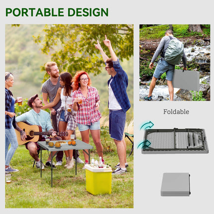 Heavy Duty 3ft Folding Camping Table with Adjustable Height - Dark Grey