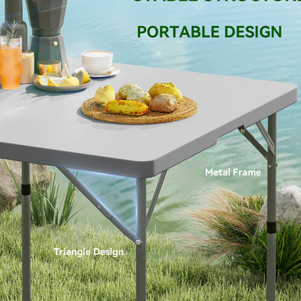 Heavy Duty 3ft Folding Camping Table with Adjustable Height - Dark Grey