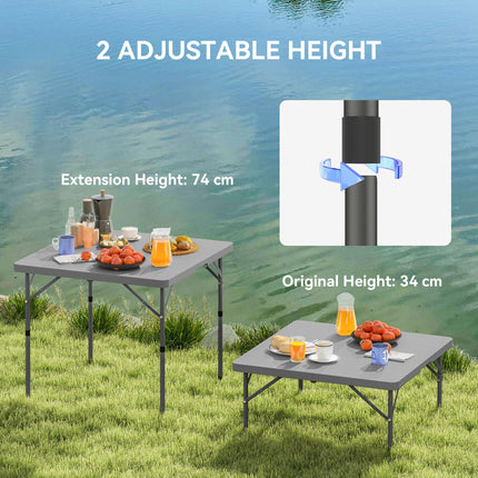 Heavy Duty 3ft Folding Camping Table with Adjustable Height - Dark Grey