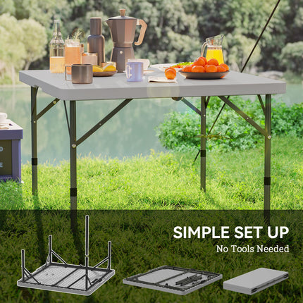 Heavy Duty 3ft Folding Camping Table with Adjustable Height - Dark Grey