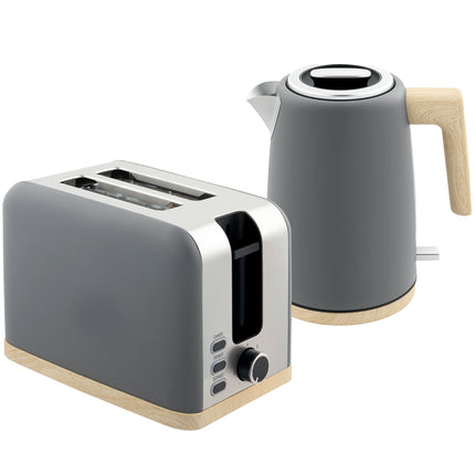 Stainless Steel Kettle and Toaster Set, 1.7L 3000W Fast Boil Kettle & 2 Slice
