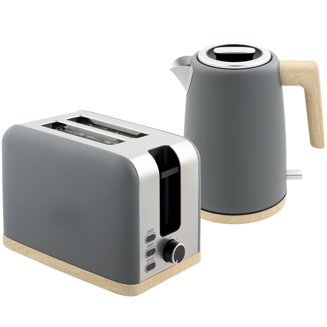 Stainless Steel Kettle and Toaster Set, 1.7L 3000W Fast Boil Kettle & 2 Slice