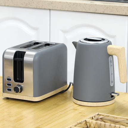 Stainless Steel Kettle and Toaster Set, 1.7L 3000W Fast Boil Kettle & 2 Slice