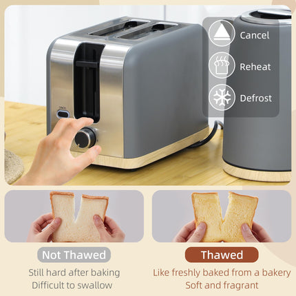 Stainless Steel Kettle and Toaster Set, 1.7L 3000W Fast Boil Kettle & 2 Slice