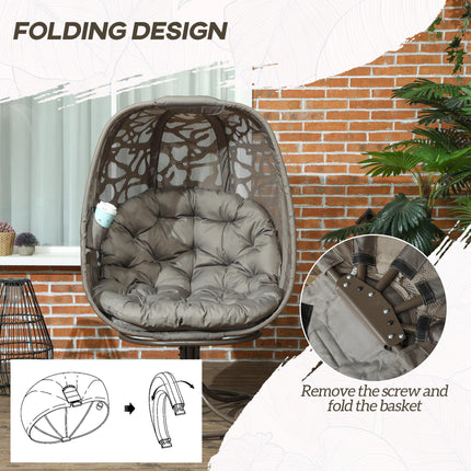 Swivel Egg Chair with Cushions and Metal Frame - Sand Brown