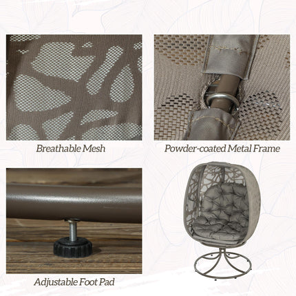Swivel Egg Chair with Cushions and Metal Frame - Sand Brown