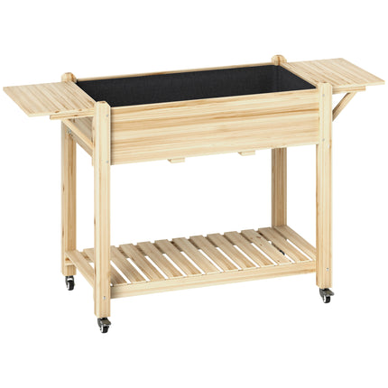 Wooden Raised Planter with Shelves 46 x 94cm - Natural Finish