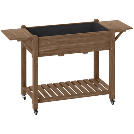 Wooden Raised Planter with Shelves 46 x 94cm - Carbonised Finish